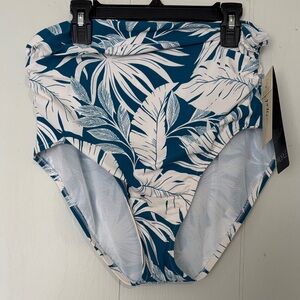 Profile By Gottex Teal and White Leaf Print Swim Bottom